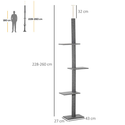 PAWROOM - Klösträd för klös och aktivitet i hemmet, grå, 228–260 cm