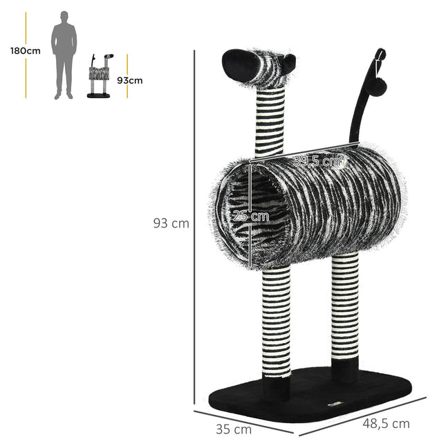 PAWROOM - Klösträd för klös och aktivitet i hemmet, svart/vit, 93 cm