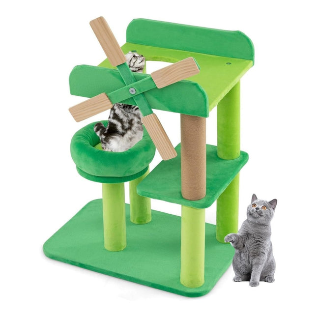 PAWROOM - Klösträd i MDF i furu med liggplattform, grön, 60 cm