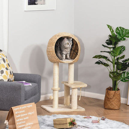 PAWROOM - Klösträd i MDF med sisal och koja, beige, 100 cm, D30-371
