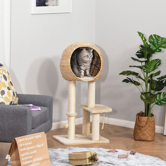 PAWROOM - Klösträd i MDF med sisal och koja, beige, 100 cm, D30-371