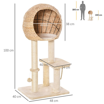PAWROOM - Klösträd i MDF med sisal och koja, beige, 100 cm, D30-371