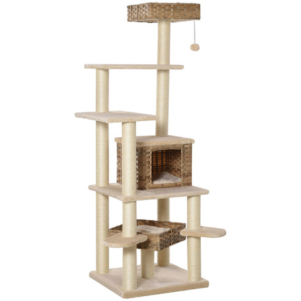 PAWROOM - Klösträd i konstrotting med sisal och koja, beige/brun, 174 cm