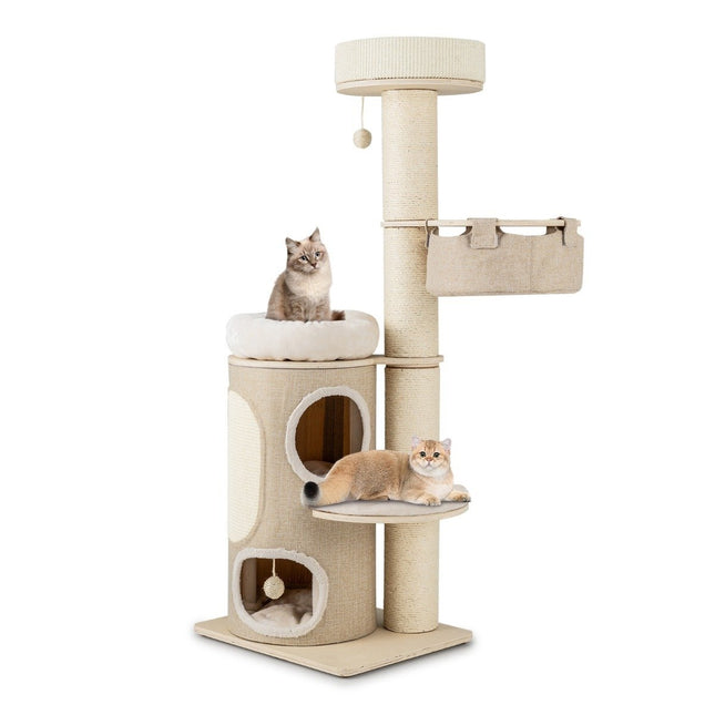 PAWROOM - Klösträd med 2 nivåer och liggplattform, 58×48×154 cm