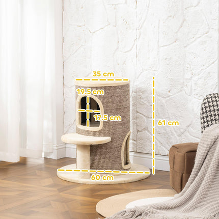 PAWROOM - Klösträd med 2 nivåer och liggplattform, beige/brun, 61 cm