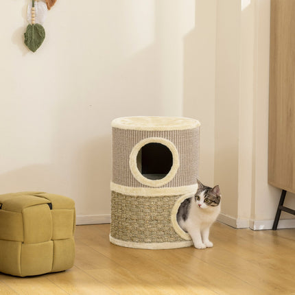 PAWROOM - Klösträd med 2 nivåer, sisal och klösbräda, brun, 49 cm