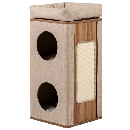 PAWROOM - Klösträd med 3 nivåer, sisal och klösbräda, beige, 77,5 cm