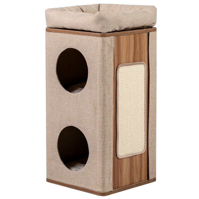 PAWROOM - Klösträd med 3 nivåer, sisal och klösbräda, beige, 77,5 cm