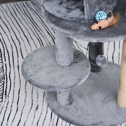 PAWROOM - Klösträd med 4 nivåer och liggplattform, grå, 104 cm