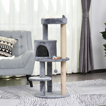 PAWROOM - Klösträd med 4 nivåer och liggplattform, grå, 104 cm
