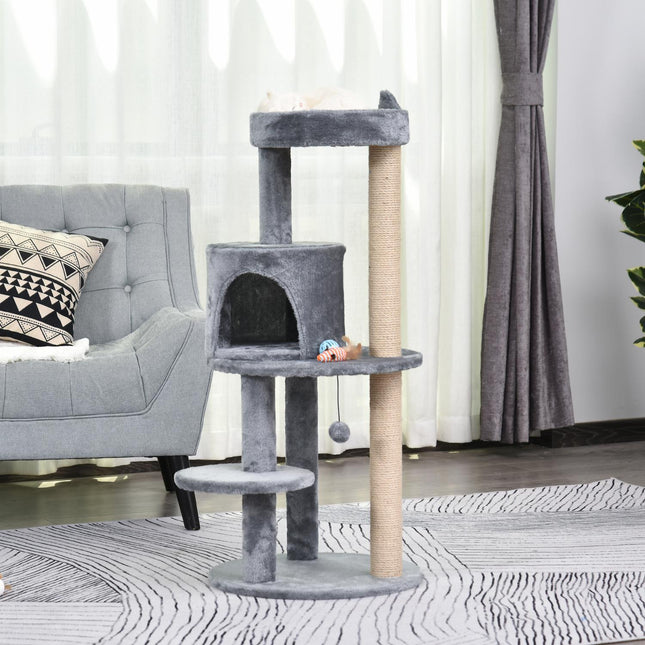 PAWROOM - Klösträd med 4 nivåer och liggplattform, grå, 104 cm