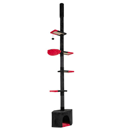 PAWROOM - Adjustable Floor-to-Ceiling Cat Tree, 5 Levels, Black