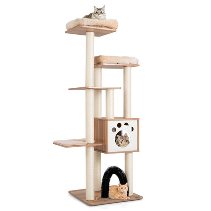 PAWROOM - Klösträd med 6 nivåer och liggplattform, beige, 176 cm
