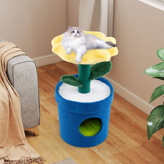 PAWROOM - Cat Tree for Indoor Cats - Flower Perch, Condo, 72 cm