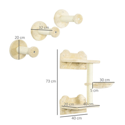 PAWROOM - Klösträd med hängmatta och liggplattform, beige/cremevit