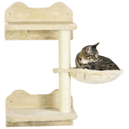 PAWROOM - Klösträd med hängmatta och liggplattform, beige/cremevit