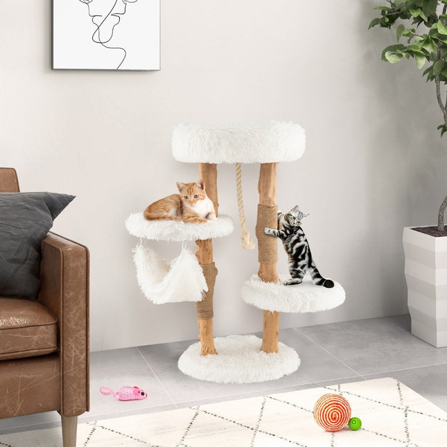 PAWROOM - Klösträd med jute, hängmatta och liggplattform, 87 cm
