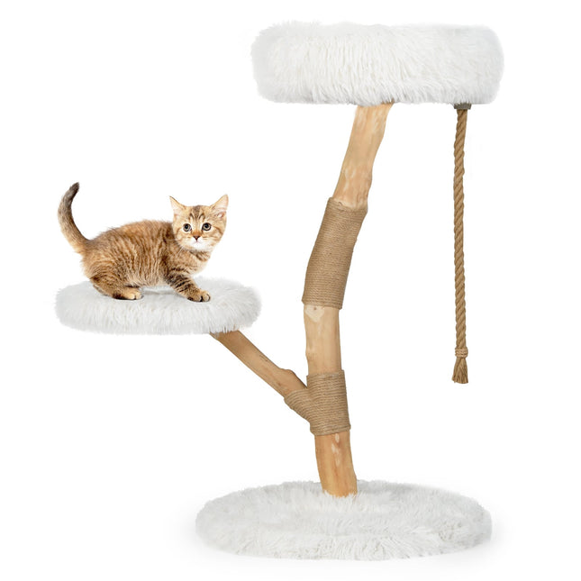 PAWROOM - Cat Tree with 3 Plush Platforms, Jute Posts, 90 cm