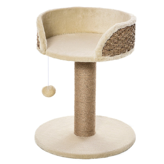 PAWROOM - Klösträd med jute, liggplattform och leksak, beige, 49 cm