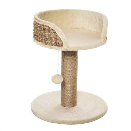 PAWROOM - Klösträd med jute, liggplattform och leksak, beige, 49 cm