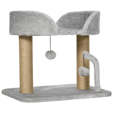 PAWROOM - Klösträd med jute, liggplattform och leksak, grå, 42 cm