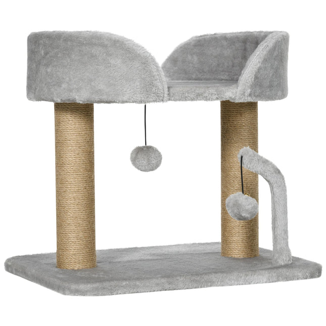 PAWROOM - Klösträd med jute, liggplattform och leksak, grå, 42 cm
