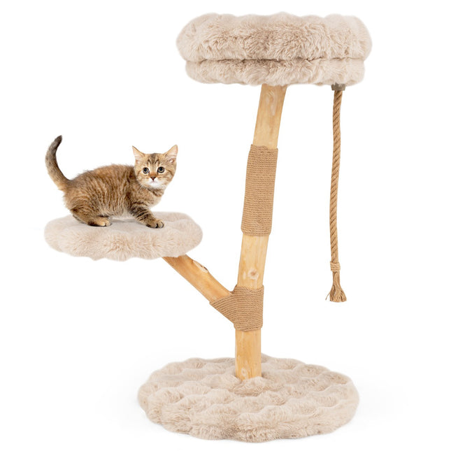 PAWROOM - Klösträd med jute, liggplattform och tippskydd, beige, 90 cm