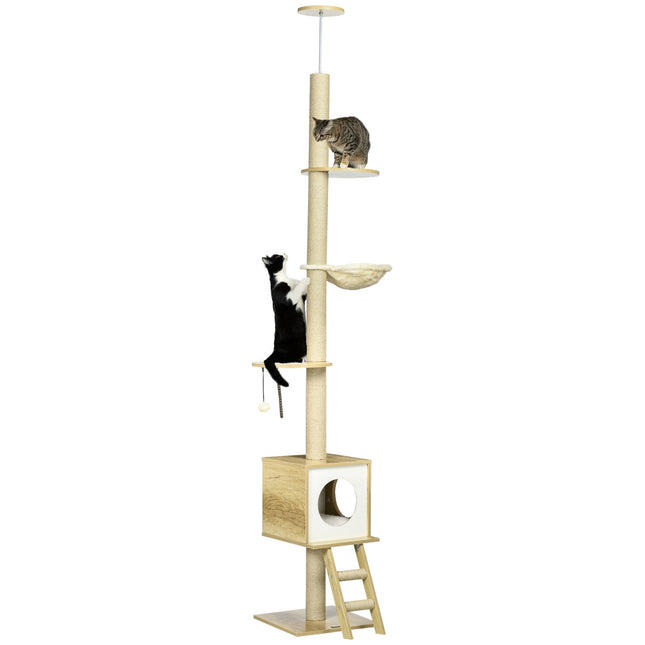 PAWROOM - Klösträd med jute och hängmatta, ljusbrun/beige, 240–260 cm