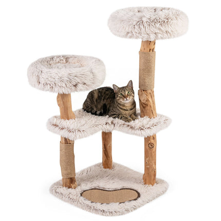 PAWROOM - Klösträd med jute och liggplattform, natur/vit, 101 cm