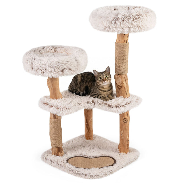 PAWROOM - Klösträd med jute och liggplattform, natur/vit, 101 cm