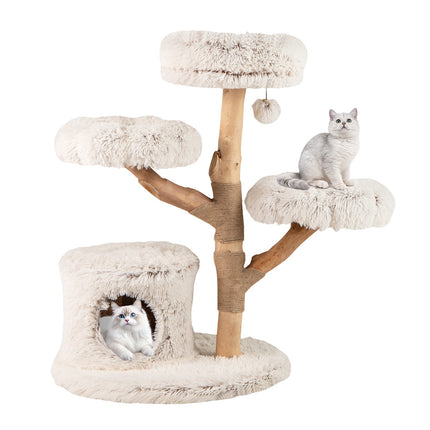 PAWROOM - Klösträd med jute och liggplattform, vit/natur, 102 cm