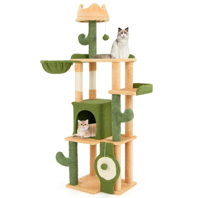 PAWROOM - Scratching post cactus 160cm cat tree with cat cave cat scratching post play tree wood