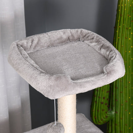 PAWROOM - Klösträd med liggplattform, ljusgrå/beige, 120 cm, D30-349