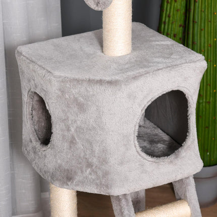 PAWROOM - Klösträd med liggplattform, ljusgrå/beige, 120 cm, D30-349
