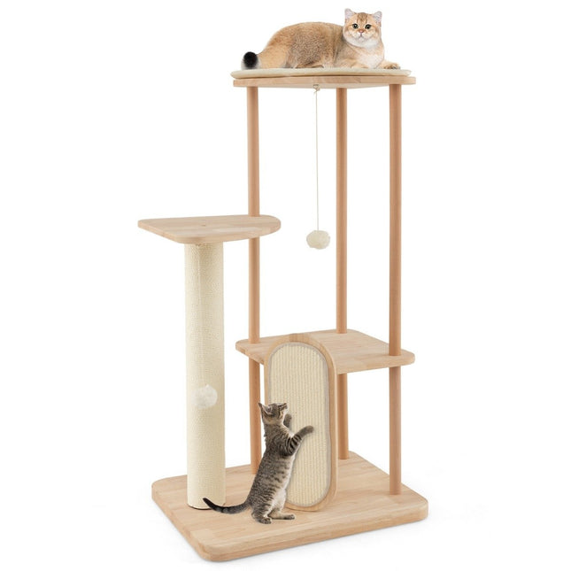 PAWROOM - Klösträd med liggplattform och avtagbar dyna, beige, 112 cm