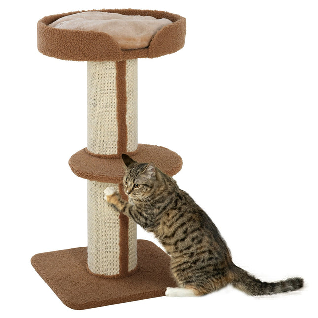 PAWROOM - Klösträd med liggplattform och avtagbar dyna, ljusbrun, 91 cm
