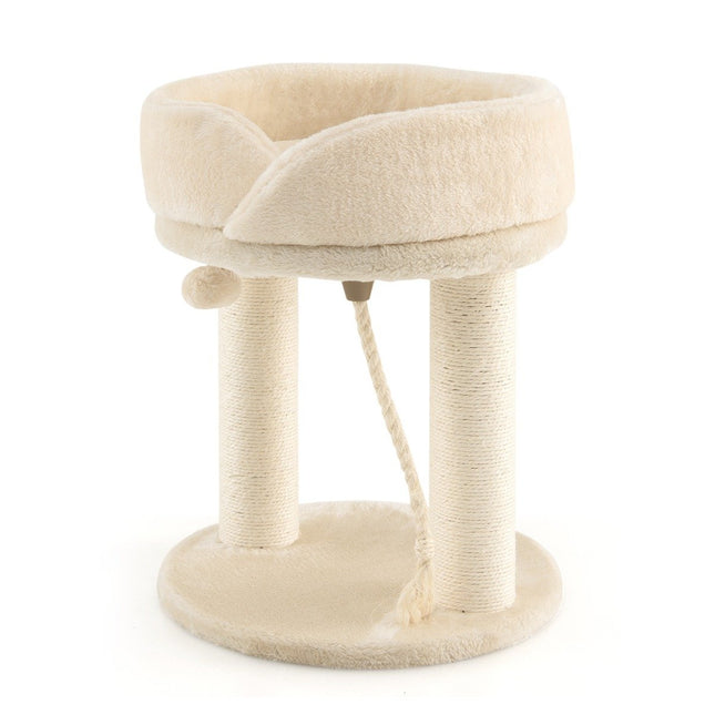 PAWROOM - Cat tree cat scratching post with soft seat sisal tower for cats beige
