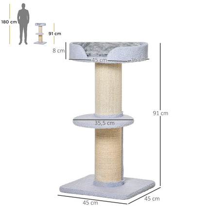 PAWROOM - Klösträd med sisal för klös och aktivitet i hemmet, blå, 91 cm