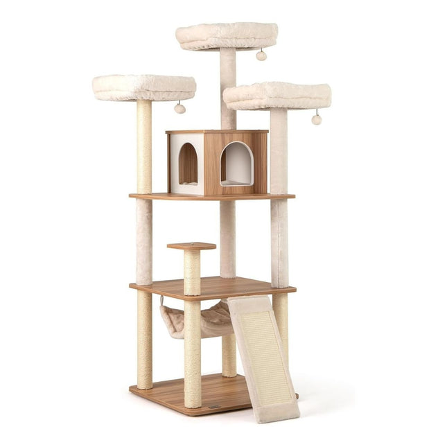 PAWROOM - Klösträd med sisal, hängmatta och liggplattform, 168 cm