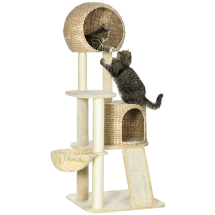 PAWROOM - Klösträd med sisal, hängmatta och liggplattform, beige, 150 cm