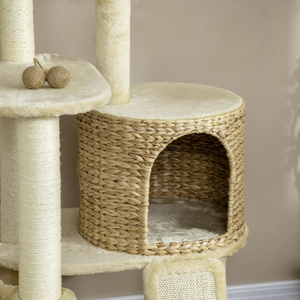 PAWROOM - Klösträd med sisal, hängmatta och liggplattform, beige, 150 cm