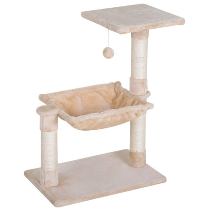 PAWROOM - Klösträd med sisal, hängmatta och liggplattform, beige, 70 cm