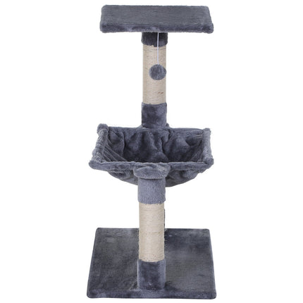 PAWROOM - Klösträd med sisal, hängmatta och liggplattform, grå, 70 cm