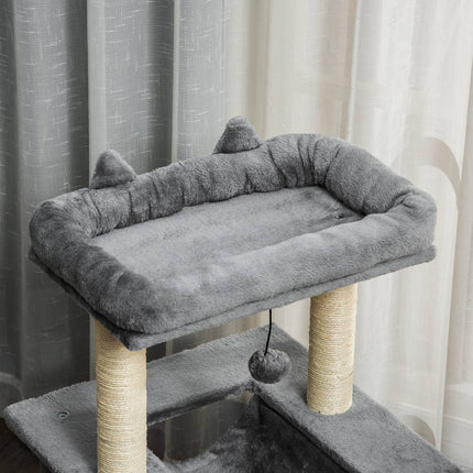 PAWROOM - Cat climbing tree with hammock, plush sisal, 90 cm, grey