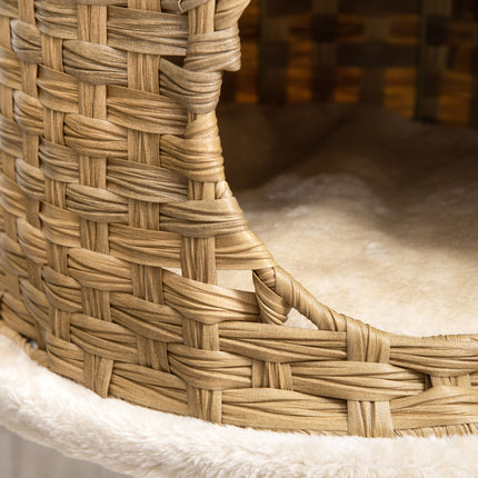 PAWROOM - Cat tree with caves and sisal posts, natural rattan, 95 cm