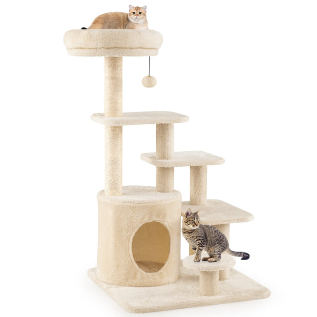 PAWROOM - Klösträd med sisal, koja och liggplattform, beige, 102 cm