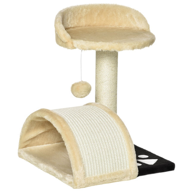 PAWROOM - Klösträd med sisal, koja och liggplattform, beige, 46 cm