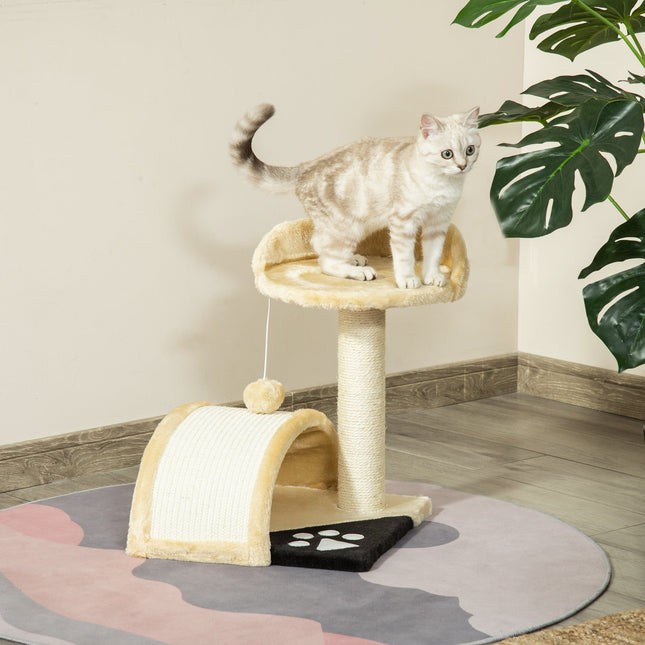 PAWROOM - Klösträd med sisal, koja och liggplattform, beige, 46 cm