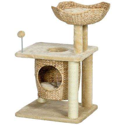 PAWROOM - Cat scratching post with cave and bed, 74 cm, Beige