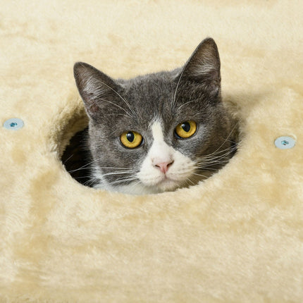 PAWROOM - Cat scratching post with cave and bed, 74 cm, Beige